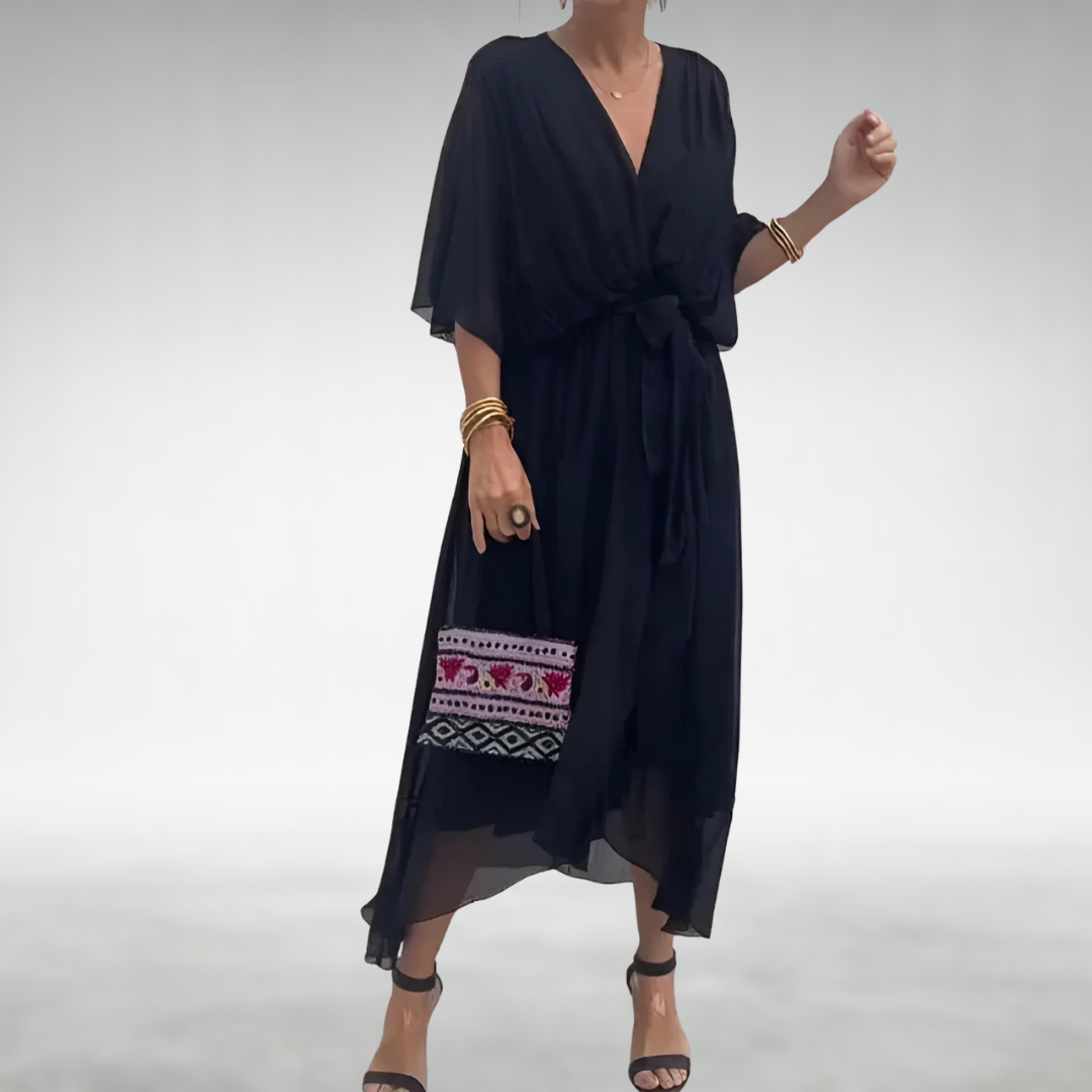 Vestido largo mujer escote en V elegante