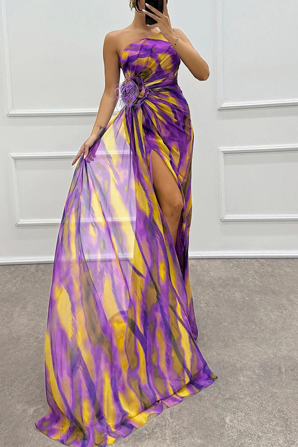 Vestido largo Mujer Asimétrico con Abertura Alta