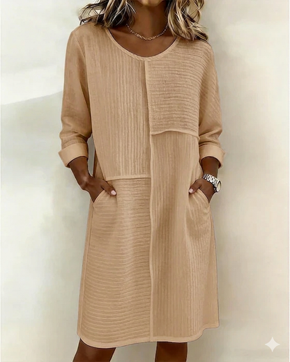 Vestido mujer algodón y lino texturizado cómodo casual verano