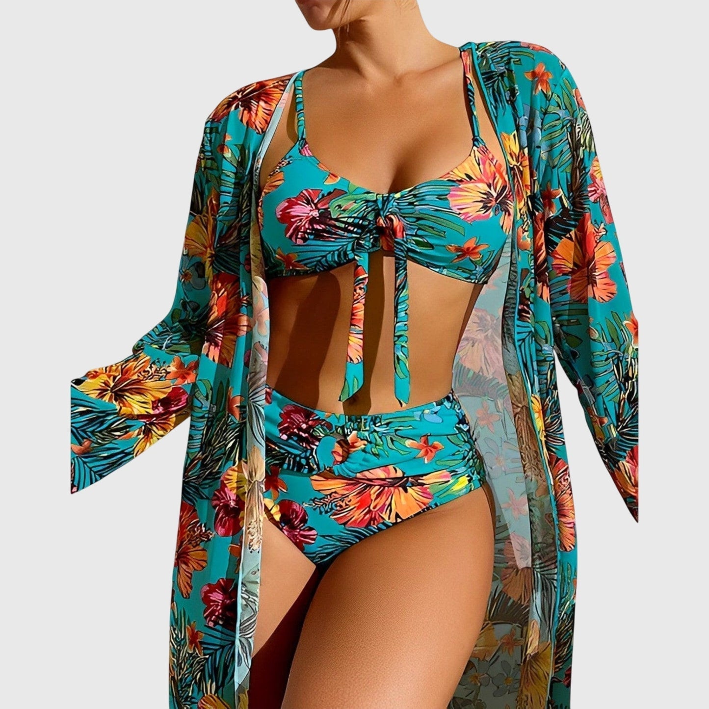 Conjunto Bikini Mujer Estampado Tropical Ajuste Comodo