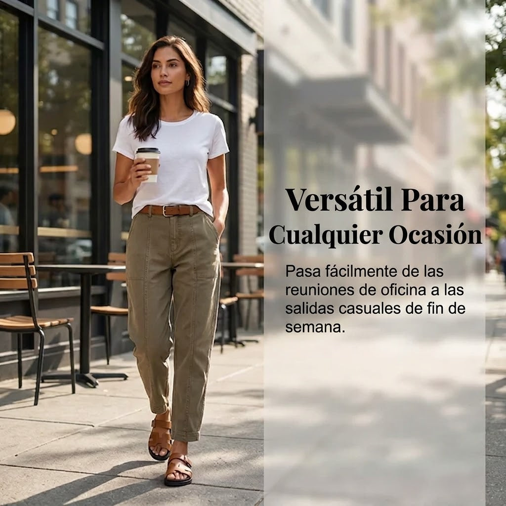 Pantalón utilitario Mujer de cintura alta entallado