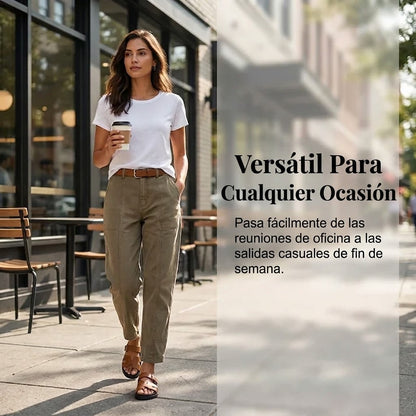 Pantalón utilitario Mujer de cintura alta entallado