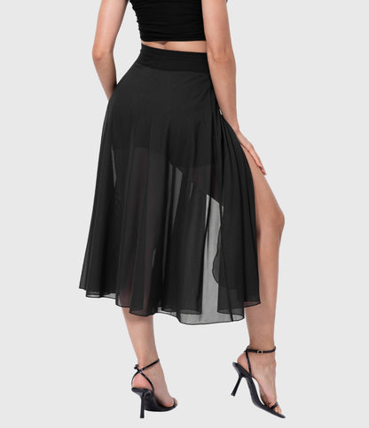 Falda Midi Mujer Talle Alto Cordón Ajustable Acampanada