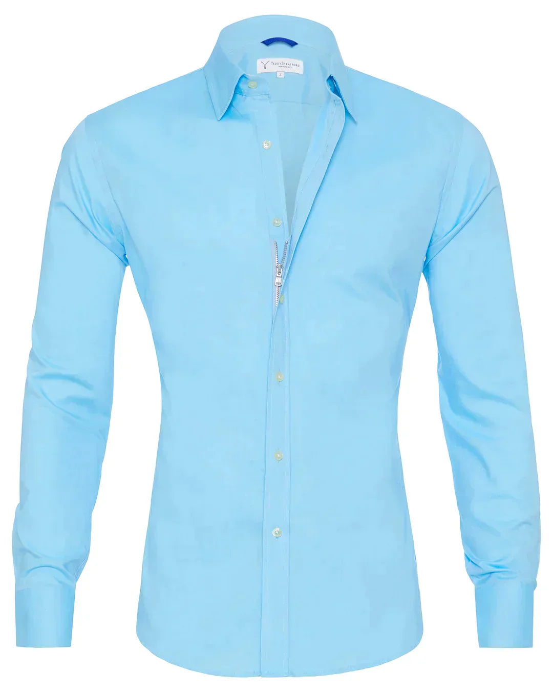 Camisa Hombre Manga Larga Cremallera Cuello Clásico