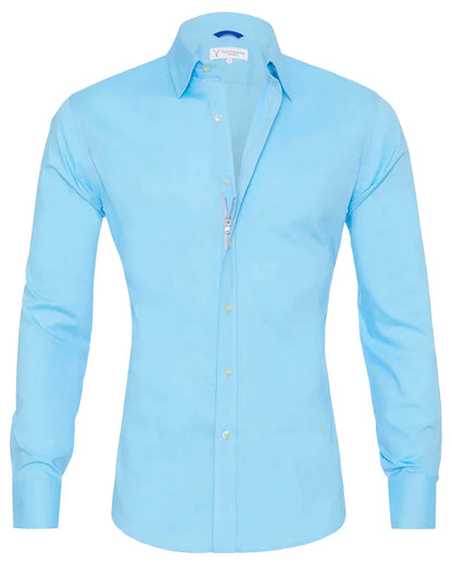 Camisa Hombre Manga Larga Cremallera Cuello Clásico