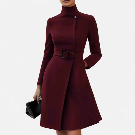 Vestido Mujer Cuello Alto Asimétrico Invierno - Mavetta