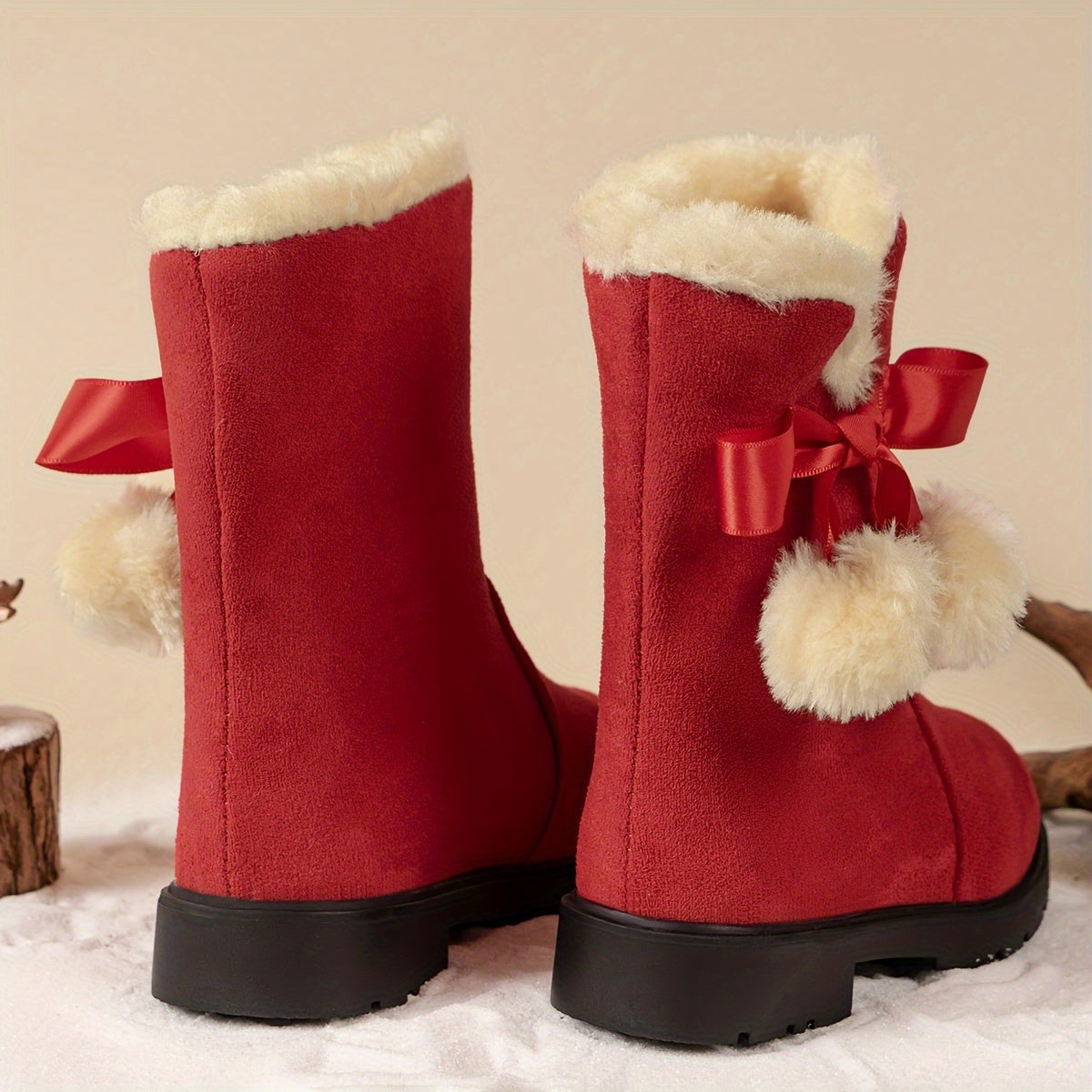 Botas de nieve niña de felpa cálida suela antideslizante