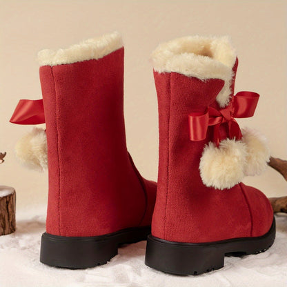 Botas de nieve niña de felpa cálida suela antideslizante