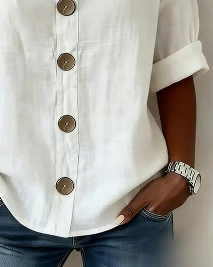 Blusa Mujer Algodón Botones Corte Suelto Comoda