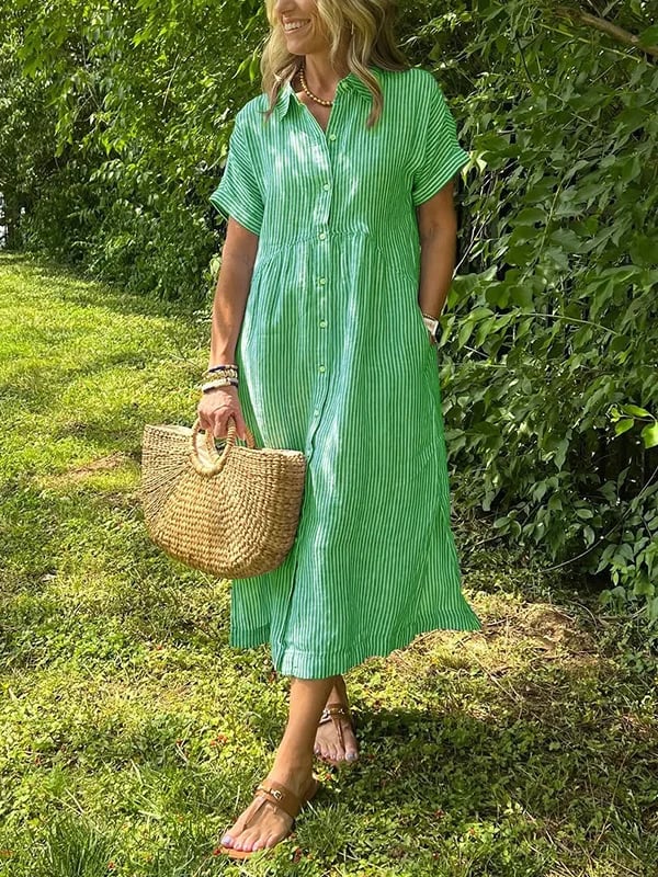 Vestido maxi mujer Ligero Manga Corta Veraniego
