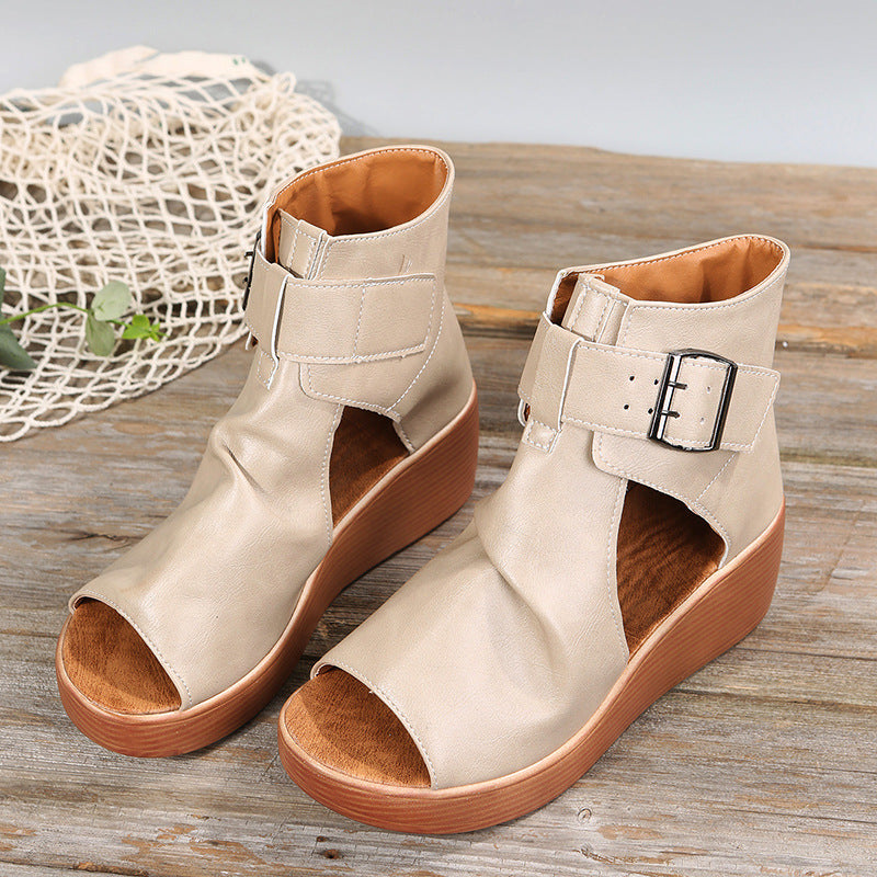 Sandalias Cuña Mujer de Piel Comodas Verano