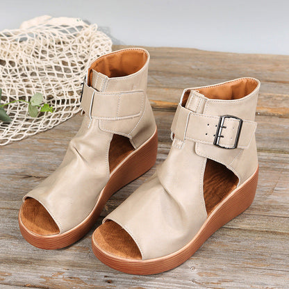 Sandalias Cuña Mujer de Piel Comodas Verano