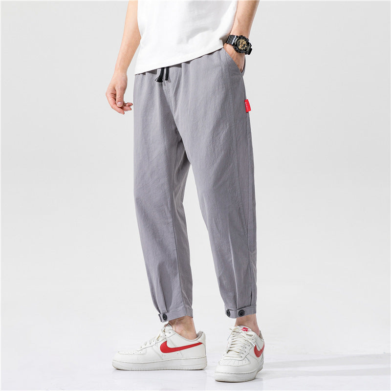 Pantalones Hombre Tejido Ligero Transpirable Corte Moderno Ajustado