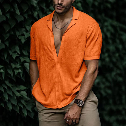 Camisa Hombre Verano Algodón Manga Corta Corte Relajado