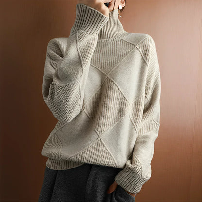 Jersey Mujer de Punto Estructurado Cuello Alto