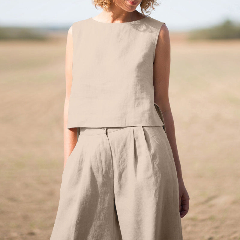 Conjunto Mujer y Pantalón Algodón Estilo Retro