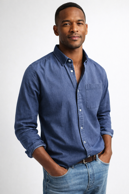 Camisa hombre de lino botones manga larga elegante
