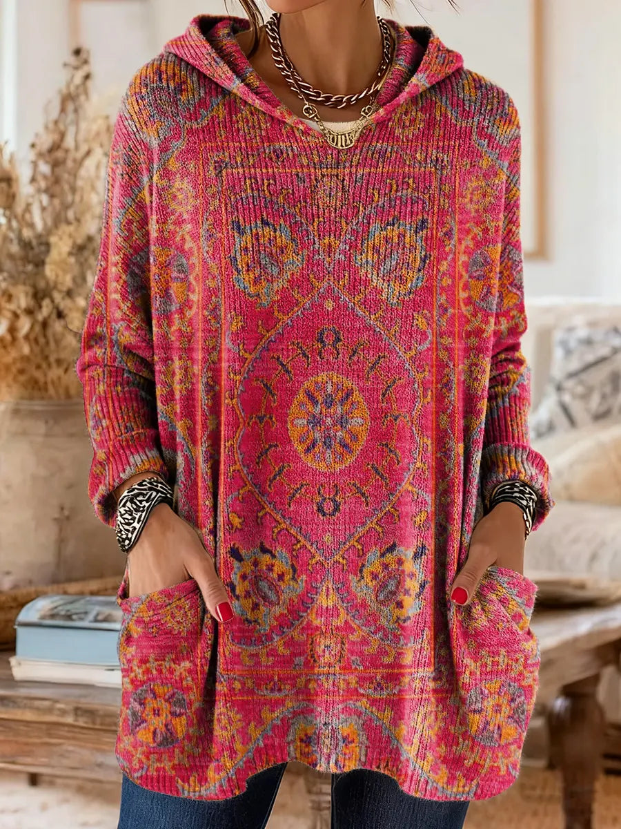 Túnica mujer con capucha estampada cómoda y cálida