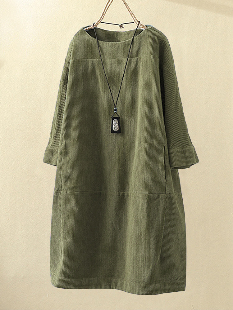 Vestido midi Mujer de Tencel Corte Favorecedor