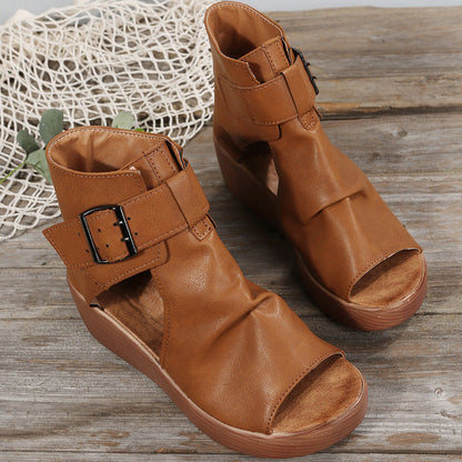 Sandalias Cuña Mujer de Piel Comodas Verano