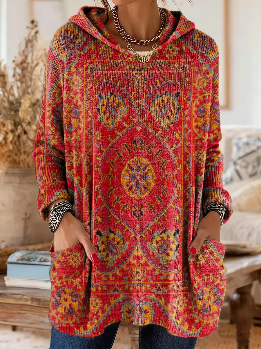 Túnica mujer con capucha estampada cómoda y cálida - Mavetta
