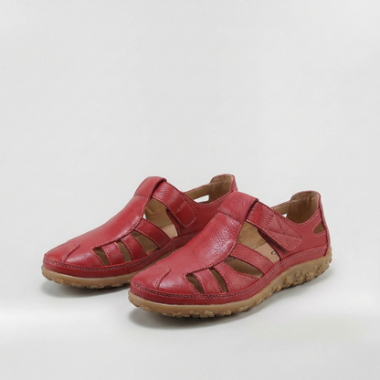 Sandalias Cerradas Mujer de Cuero con Tiras Suela Confortable