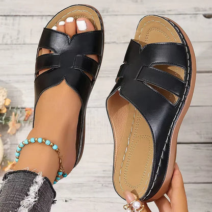 Sandalias Planas Mujer Tira Recortada Diseño Comodo