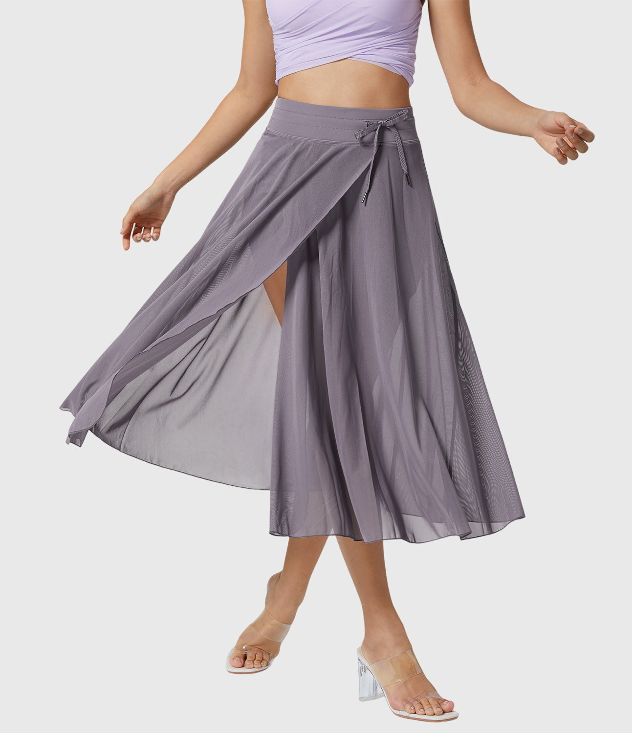 Falda Midi Mujer Talle Alto Cordón Ajustable Acampanada