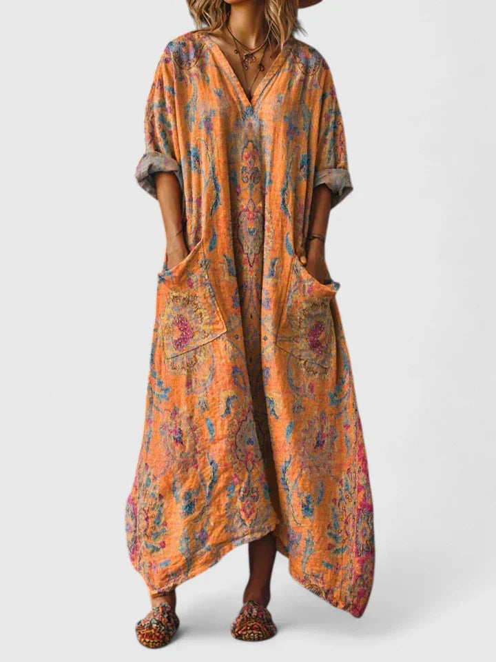 Vestido Maxi Mujer Fluido Suelto Estilo Boho