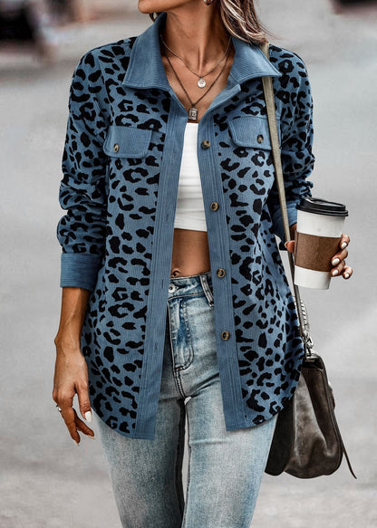 Abrigo Mujer Estampado Animal Corte Recto