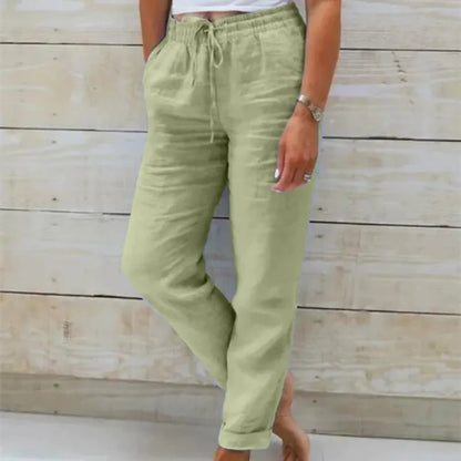 Pantalones mujer con corte relajado y cordón ajustable