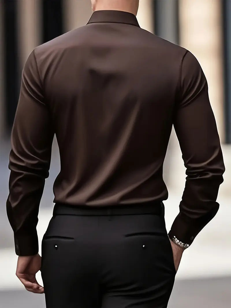 Camisa Hombre Manga Larga con Botones Clásica