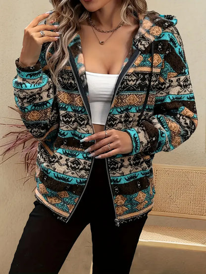 Chaqueta Mujer de Felpa con Capucha Casual
