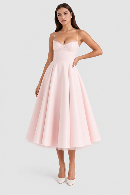 Vestido midi Mujer de Tul con Capas