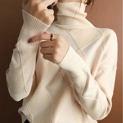 Jersey Mujer de Punto Estructurado Cuello Alto