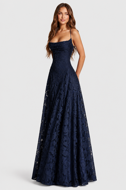 Vestido Largo Mujer de Encaje Floral Ajuste Holgado