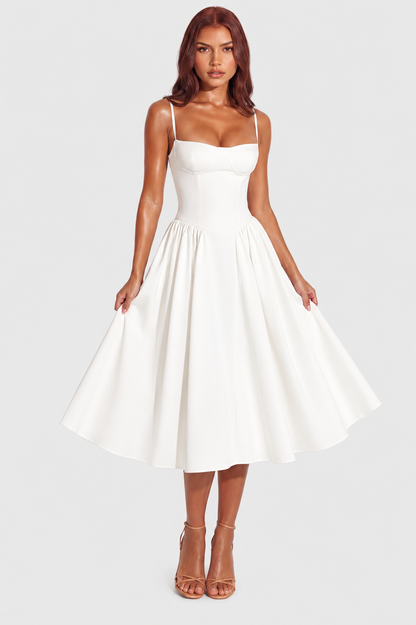 Vestido Midi Mujer Escote Corazón Ajustado