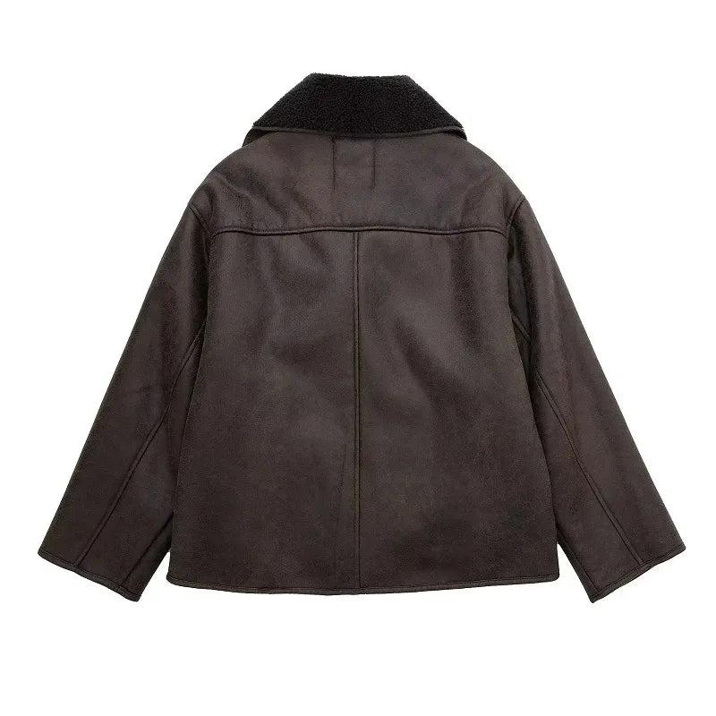 Abrigo Oversize Mujer con Bolsillos Combinado