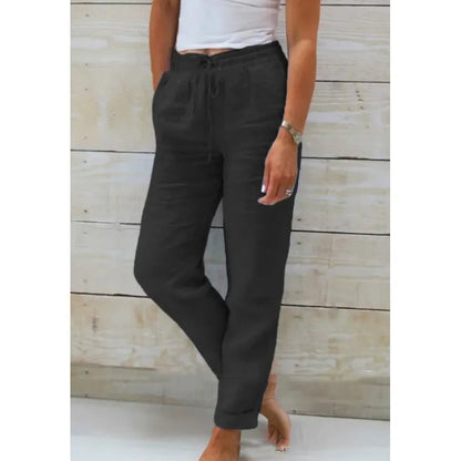 Pantalones mujer con corte relajado y cordón ajustable