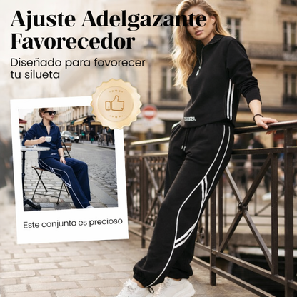 Conjunto Deportivo Mujer de Tejido Suave Media Cremallera