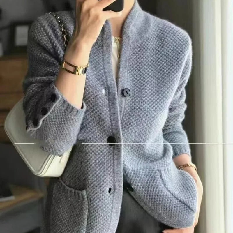Abrigo Mujer Invierno Grueso Botones Ajuste Clasico