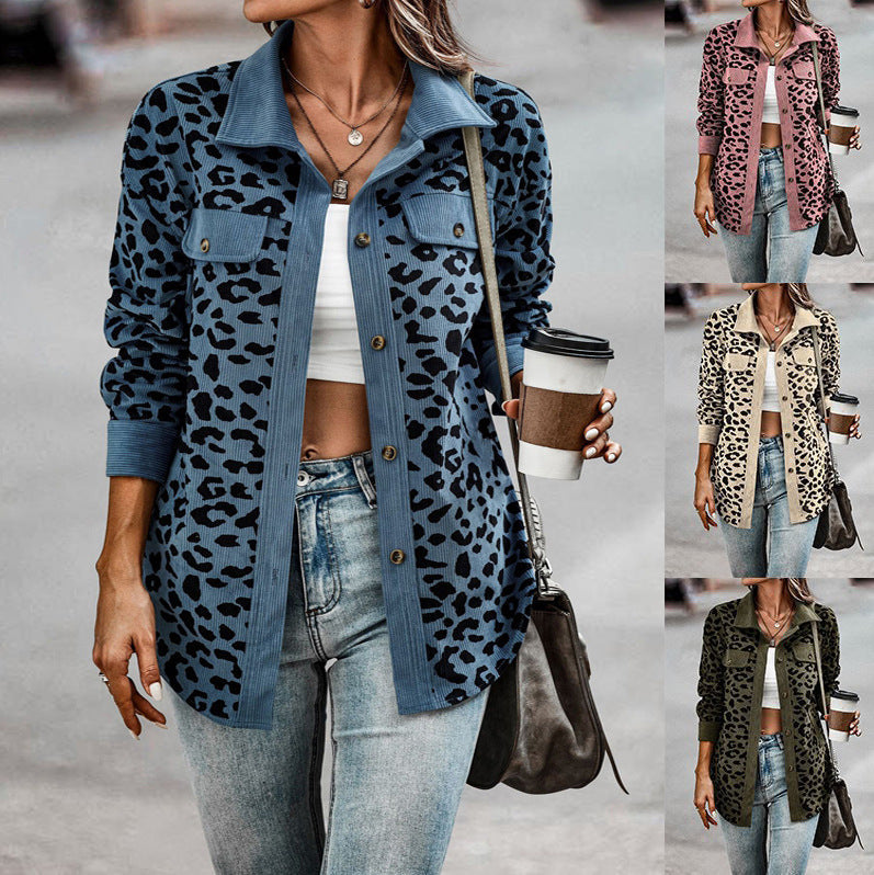Abrigo Mujer Estampado Animal Corte Recto