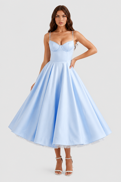 Vestido midi Mujer de Tul con Capas