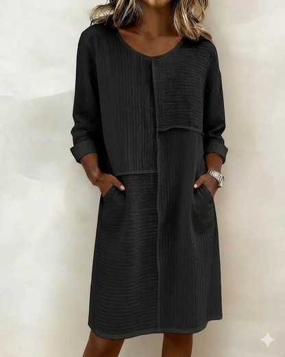 Vestido mujer algodón y lino texturizado cómodo casual verano