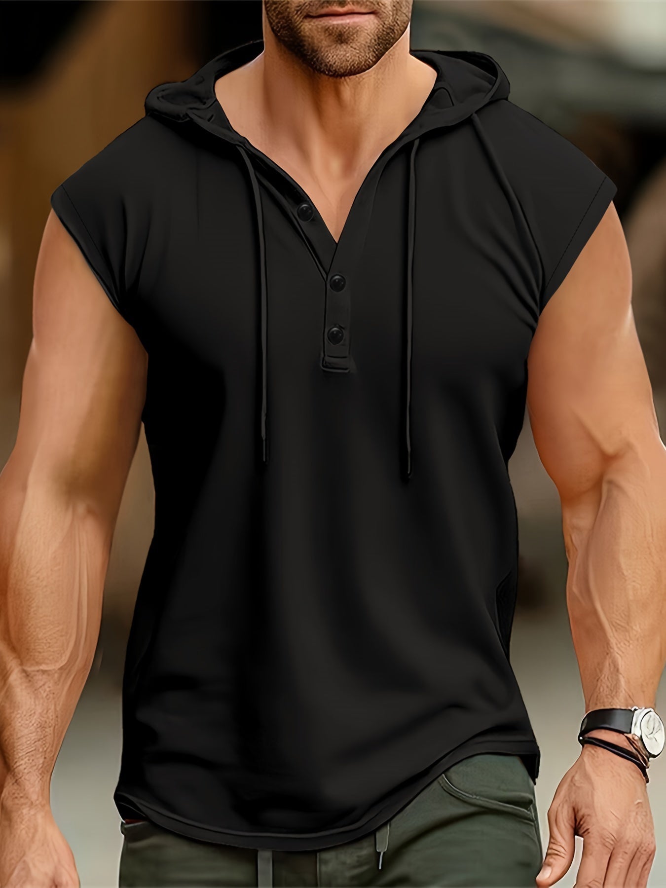 Camisa sin mangas hombre tejido transpirable con capucha