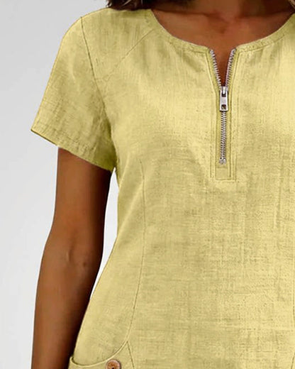 Vestido recto mujer con cremallera y bolsillos