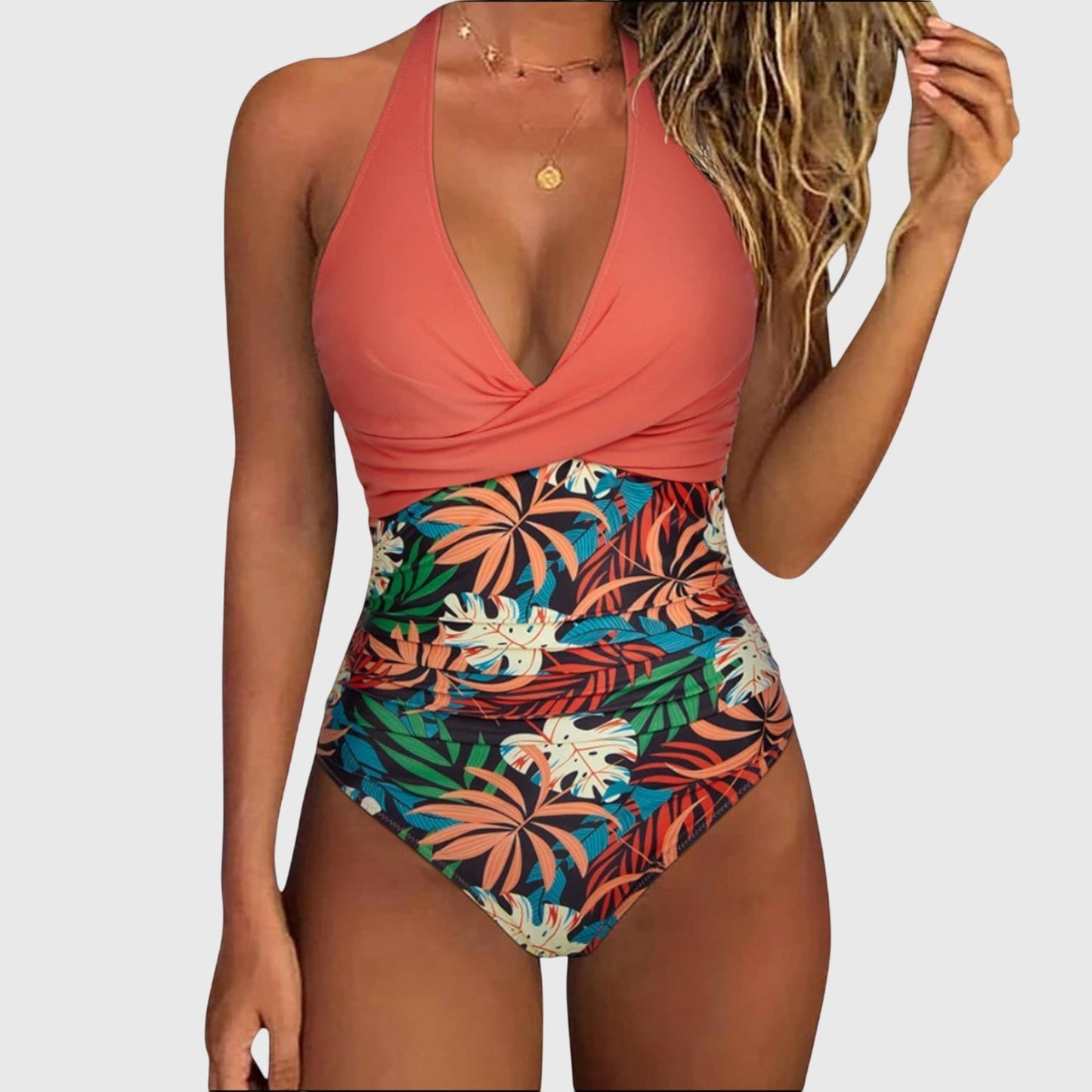 Bikini Mujer de Dos Piezas Estampado Tropical Ajuste Clásico