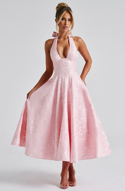 Vestido midi mujer estilo halter escote elegante - Mavetta