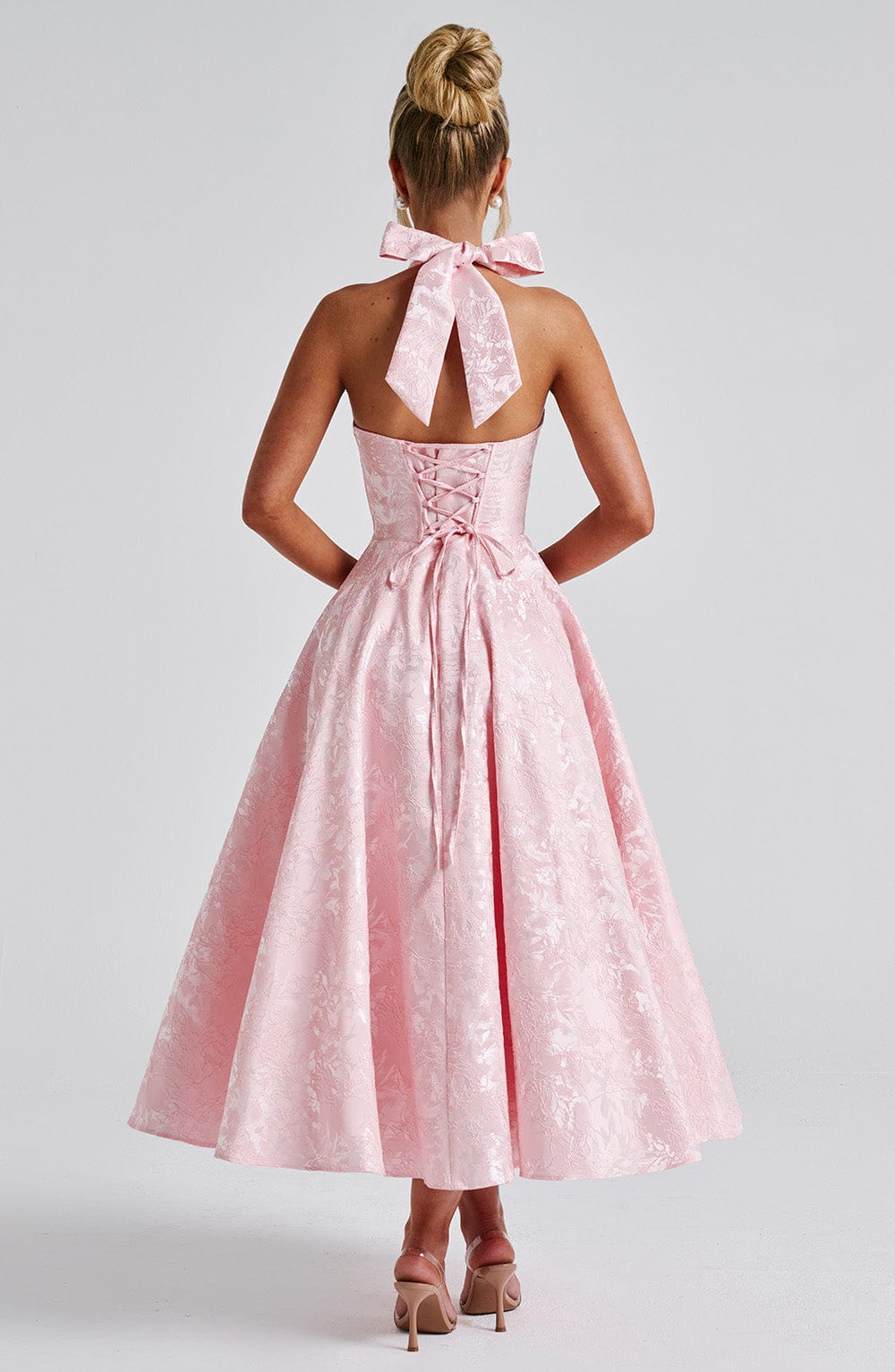 Vestido midi mujer estilo halter escote elegante