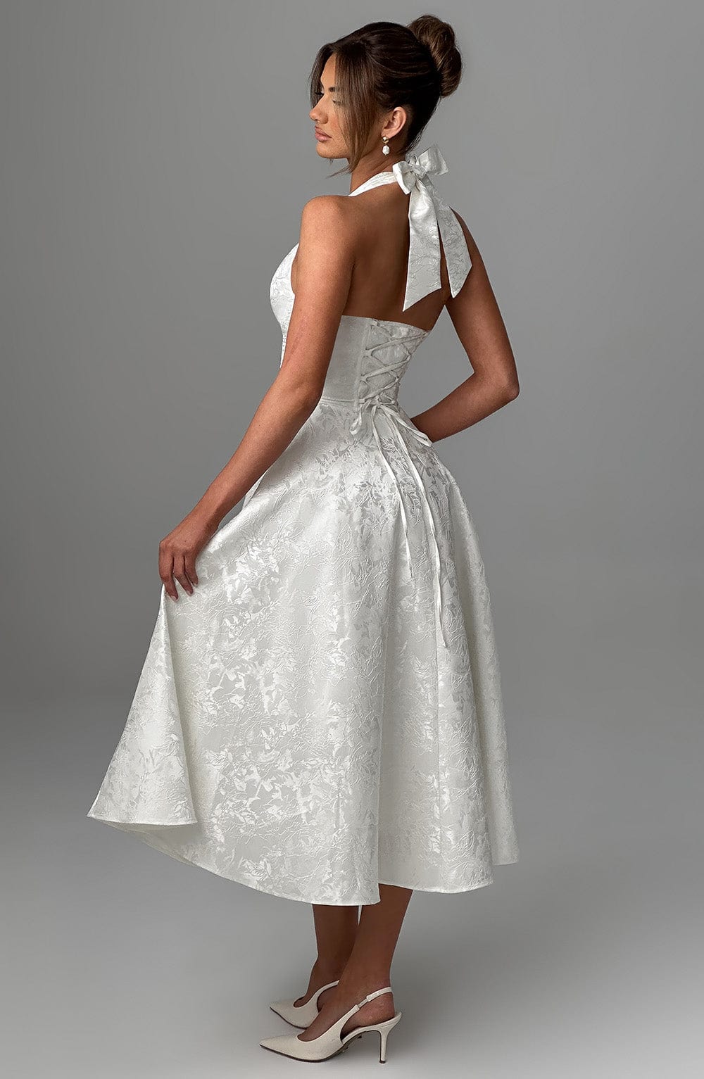 Vestido midi mujer estilo halter escote elegante